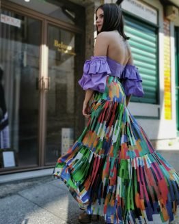 Saia longa folhos Saia longa folhos