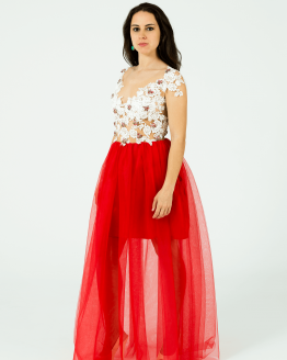 Vestido em tule vermelho