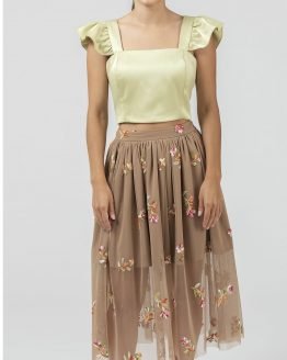 Saia em tule bordado