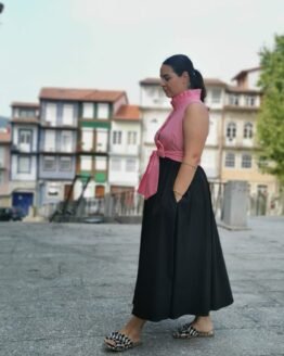 VESTIDO BICOLOR COM LAÇO